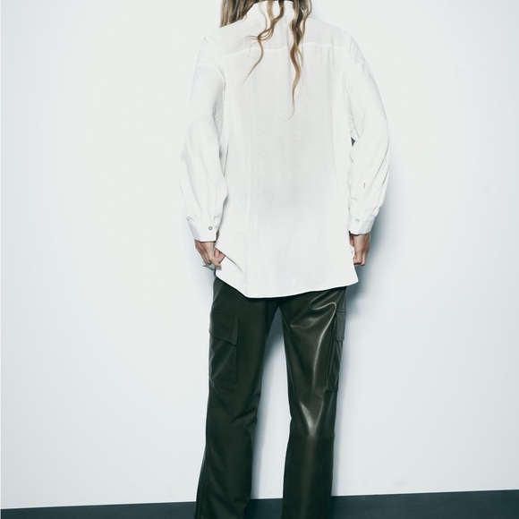 ZARA flowy Ecru oversized shirt - Picture 6 of 16